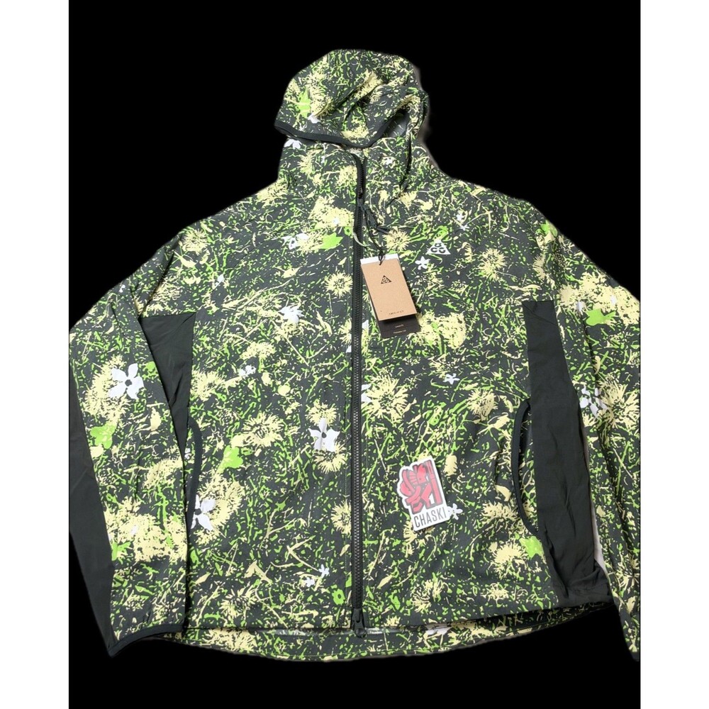 Nike ACG Packable UV Hooded Jacket Green Floral Print Women's Med II3653-317